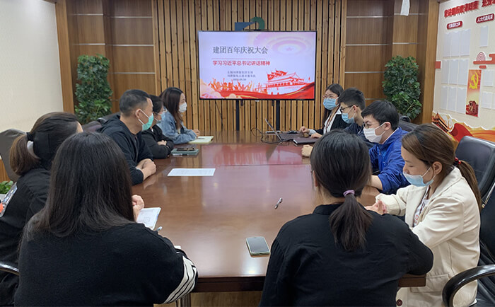 1 劉潭服裝組織收看共青團成立100周年大會