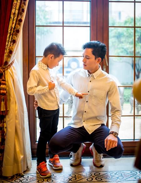 親子波點(diǎn)襯衫