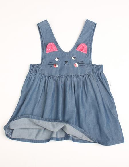 女童牛仔背帶褲