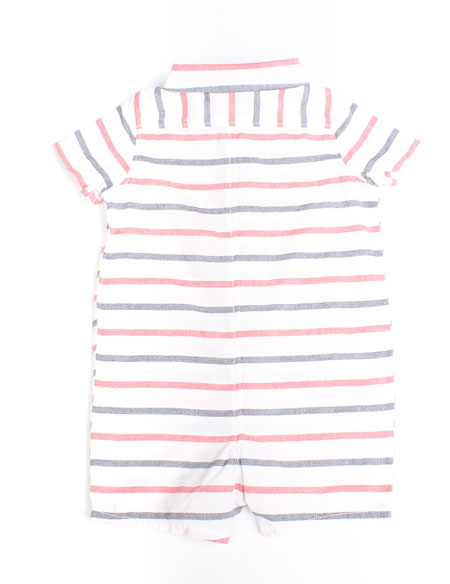 短袖條紋爬爬裝