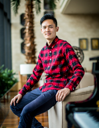 男式波點格子襯衫