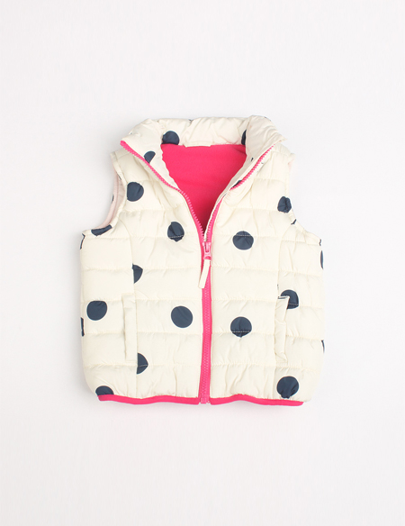 女童加絨無袖波點印花背心