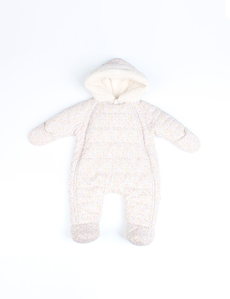 兩邊可脫卸式碎花連帽棉爬