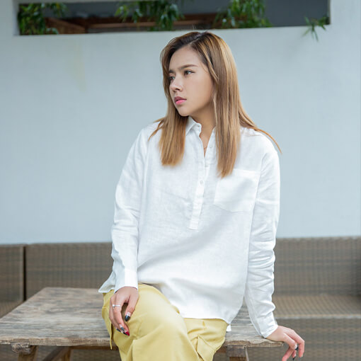 女士麻棉休閑襯衫