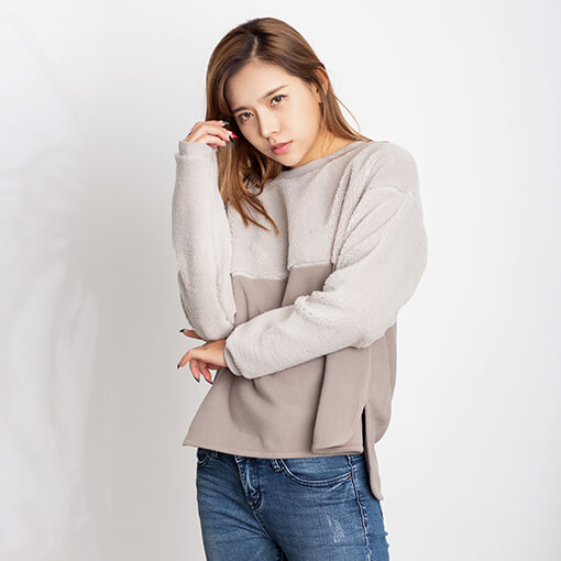 女士拼接毛絨衛(wèi)衣 女士拼接毛絨衛(wèi)衣