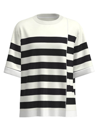 錯(cuò)位條紋拼接T恤