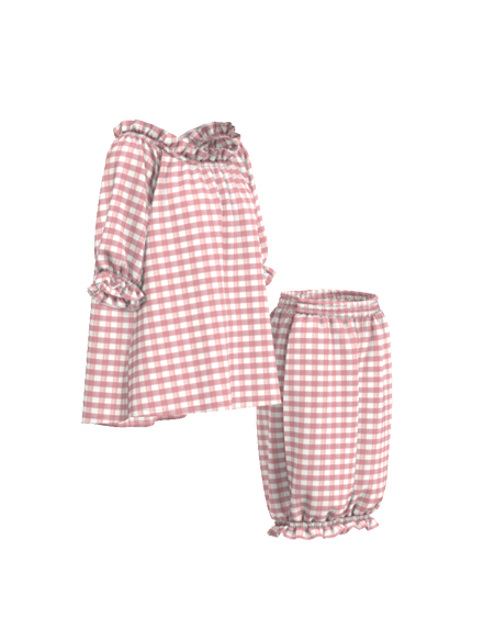 格紋短袖短褲睡衣套裝