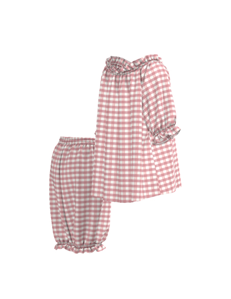 格紋短袖短褲睡衣套裝