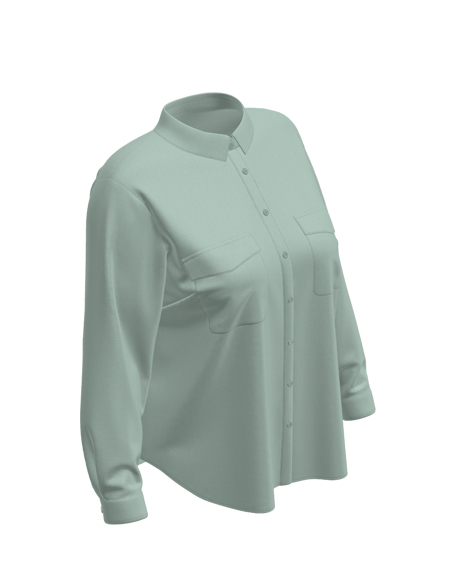 果綠色長袖襯衫