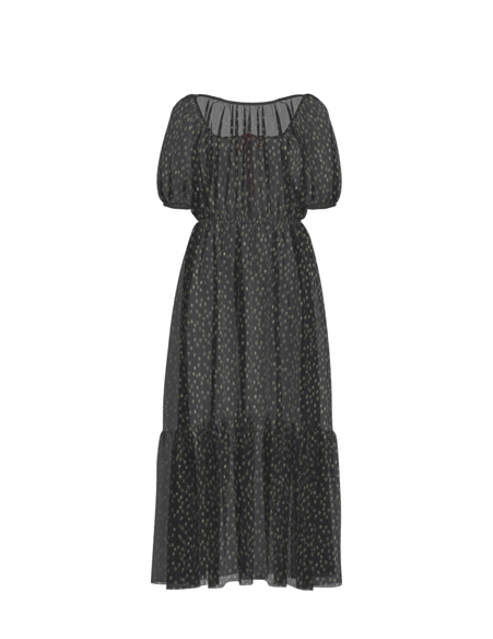 坦領系帶連衣裙