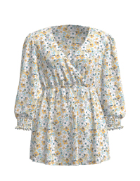 女士印花V領人棉T恤