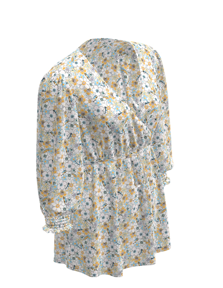 女士印花V領人棉T恤