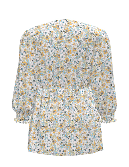 女士印花V領人棉T恤