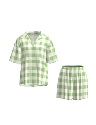 女款梭織短袖家居服套裝