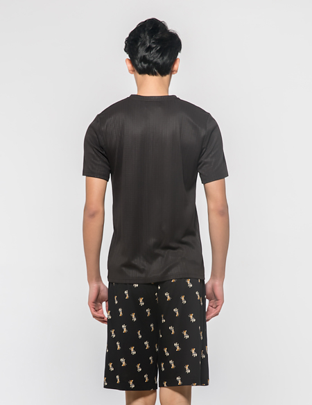 V領(lǐng)T恤印花短睡褲套裝